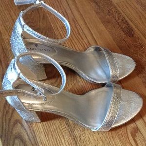 Silver Metallic Block Heels